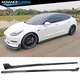 Fits 17-26 Tesla Model 3 6PCS Side Skirts Extension Rocker Panel - Matte Black
