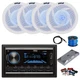 Pyle Double DIN BT Marine Receiver, Amp w/ Kit, 4X 6.5" LED Speaker,Wire,Antenna