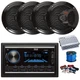 Pyle Double DIN BT Marine Receiver, Amp w/Kit, 4X 6.5" 150W Black Speaker,Wire
