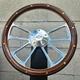 14" Billet 4 Spoke Steering Wheel W/ Mahogany, Brass Rivets, Chevy Horn +Hub