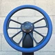 14" Black 4 Spoke Steering Wheel w/ Blue Vinyl Wrap and Chevy Horn