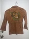 Vintage Mercedes Adrienne  Embroidered tiger art Jacket Linen brown Size 4