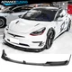 Fits 17-23 Tesla Model 3 V Style Gloss Black 5PCS Front Bumper Lip Splitter PP