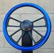 14" Black 4 Spoke Steering Wheel w/ Metallic Blue Hydro Dipped Wrap- Chevy Horn