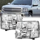 For 2007-2014 Chevy Silverado 1500 2500HD 3500HD Chrome Headlights LH+RH Sets