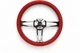 14" 4 Spoke Chrome Steering Wheel RED Grip 6 Hole Chevy Horn Button Muscle