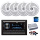 Pyle Double DIN BT Marine Receiver, Amp w/Kit, 4X 5.25" 180W White Speakers,Wire