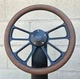 14" Black 4 Spoke Steering Wheel w/ Worn Brown Vinyl Wrap and Chevy Horn