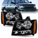 For 2007-2014 Chevy Suburban Tahoe Avalanche Black Amber Corner Headlights Sets