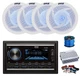 Pyle Double DIN BT Marine Receiver, Amp w/Kit, 4X 5.25" 180W LED Speakers,Wire