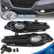 Fits 2016-2018 Honda HR-V HRV Pair Clear Fog Lights Bumper Lamps+Bezel+Switch