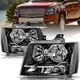 For 2007-2014 Chevy Avalanche Suburban Tahoe Black Halogen Headlights Sets 07-14