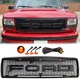 Grille For Ford F150 Bronco Grill 1992 93 94 95 1996 Grille w/Letter+LED Black