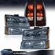 Fit For 2003-2006 Chevrolet Silverado Headlight Lamps & Tail Lights Black