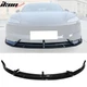 Fits 24-26 Tesla Model 3 IKON2 Style Front Bumper Lip Gloss Black PP 3PCS Set