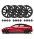 Set of 4 Matte Black Snap On Hubcap Wheel Rim Skin Covers For 2017-2023 Tesla 3