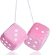 Fuzzy Dice for Rear View Mirror, Pink Fuzzy Dice for Car Mirror, 2.75inch Pair o