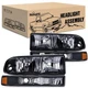 Black Housing Headlights for 1998-2005 Chevy Blazer S10 Pickup Plug and Play