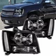 Pair Headlights For 2007-2014 Chevy Avalanche Tahoe Suburban Clear Corner Black