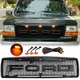 Grille For Ford F150 Bronco Grill 1992 93 94 95 1996 Grille w/LED+Letter Black