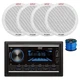 Pyle Double DIN BT Marine Stereo Receiver, 4X 6.5" 400W Speakers (White) w/ Wire