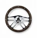 14" Billet Chrome Steering Wheel Mahogany Wood Half Wrap, Chevy Horn 4 spoke