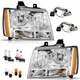 For 2007-2014 Chevy Suburban Tahoe Avalanche Chrome Headlights W/Bulbs L+R Pair