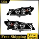 Pair Headlight Assembly For 2004-2009 Mazda 3 Sedan 2.0L 2.3L Clear Lens Black