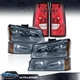 Fit For 03-06 Chevy Silverado 1500 2500 3500 Smoke Lens Headlights + Tail Lights