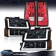 Fit For 03-06 Chevy Silverado Smoked/Amber LED DRL Bumper Headlight+Tail Light