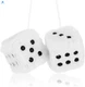 Fuzzy Plush Dice for Car Mirror 2.36&rdquo; Pair of Retro Square Decoration White 