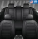 Black PU Leather Car Seat Covers Front+Rear 5-Sits Seat Cushion Covers Universal