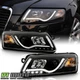 Black 2005-2008 Audi A6 S6 C6 LED Tube DRL Running Lamps Projector Headlights