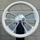 14" Billet 4 Spoke Steering Wheel w/ White Vinyl Wrap and Licensed Chevy Horn