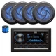 Pyle Double DIN BT Marine Stereo Receiver, 4X 5.25" 180W LED Black Speakers,Wire