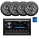 Pyle Double DIN BT Marine Stereo Receiver, 4X 5.25" 180W Black Speakers,Wire