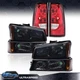 Fit For 03-06 Chevy Silverado Smoke Lens Black Headlights+Red Tail Lights