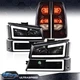 Fit For 2003-2007 Chevy Silverado Black Clear LED DRL Headlight + Tail Light