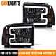 2PCS LED DRL Headlights Fit For 05-07 Ford F250 F350 F450 F550 Super Duty