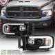 Black 2002-2005 Dodge Ram 1500 2500 3500 LED Tube Projector Headlights Headlamps