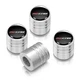 Chevy Corvette C7 Z06 Logo Black on Silver Aluminum Tire Valve Stem Caps