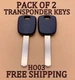 X2 SOLID HEAD TRANSPONDER IGNITION KEYS FOR 2011-2015 HONDA CR-Z HO03-PT ID46