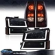 Fit For 03-2006 Chevrolet Silverado LED Tube Smoke Black Headlights+Tail Lights
