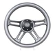 14" 4 Spoke BLACK Steering Wheel Grey Grip 6 Hole Chevy Horn Button Muscle