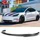 For 17-23 Tesla Model 3 IKON Style Unpainted Black PP Front Bumper Lip Spoiler