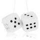 Fuzzy Plush Dice for Car Mirror 2.36&rdquo; Pair of Retro Square Decoration White 