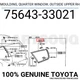 7564333021 Genuine Toyota MOULDING, QUARTER WINDOW, OUTSIDE UPPER RH 75643-33021