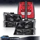 Fit For 03-06 Chevrolet Silverado Clear Corner Black Headlights+Tail Lights