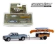 Greenlight 1988 GMC S15 Pickup Trucks Canoe Trailer Diecast Car Model Toy 1/64