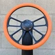 14" Black 4 Spoke Steering Wheel w/ Orange Vinyl Wrap and Chevy Horn